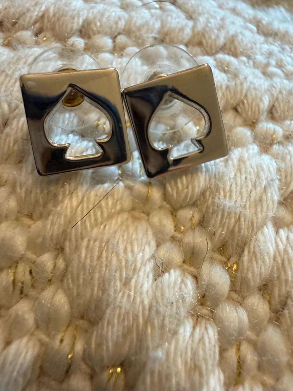 kate spade Silver Spade Cutout Square Stud Earrings